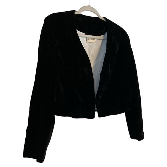 Lillie Rubin Black Velvet Cropped Shrug Holiday New Years Jacket Size Medium - Picture 3 of 15